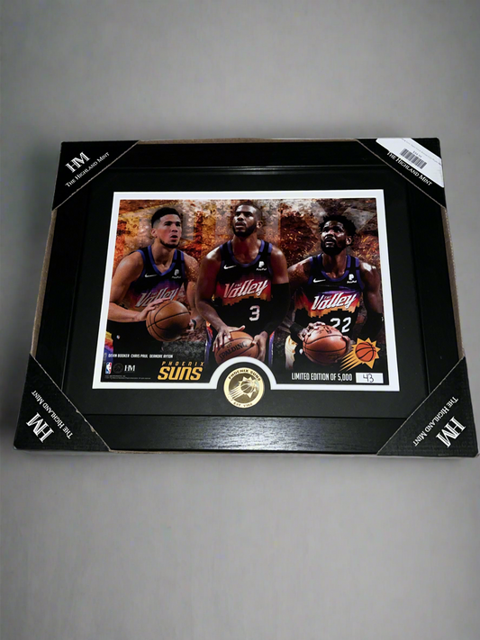 Highland Mint Phoenix Suns Devin Booker, Chris Paul, and DeAndre Ayton bronze coin photo