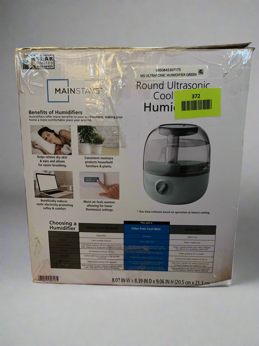 Mainstays Round ultrasonic cool mist humidifier