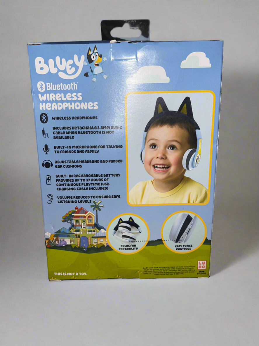 eKids Bluey Bluetooth Headphones for Kids, Wireless Headphones with Microphone