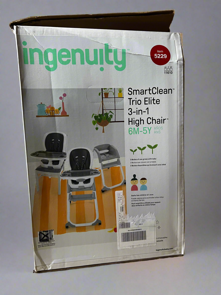 Ingenuity SmartClean Trio Elite 3-in-1 Convertible Baby High Chair, Toddler Chair, and Dining Booster Seat For Ages 6 Months and Up, Unisex - Slate